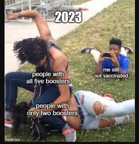 2023 people with all five boosters me still not vaccinated