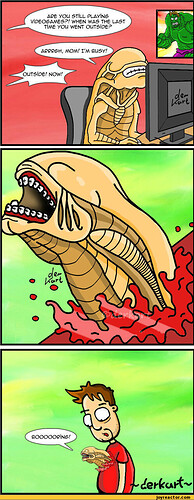 alien playing video games