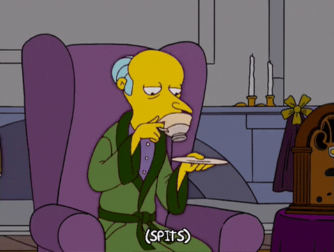 burns coffee spit giphy